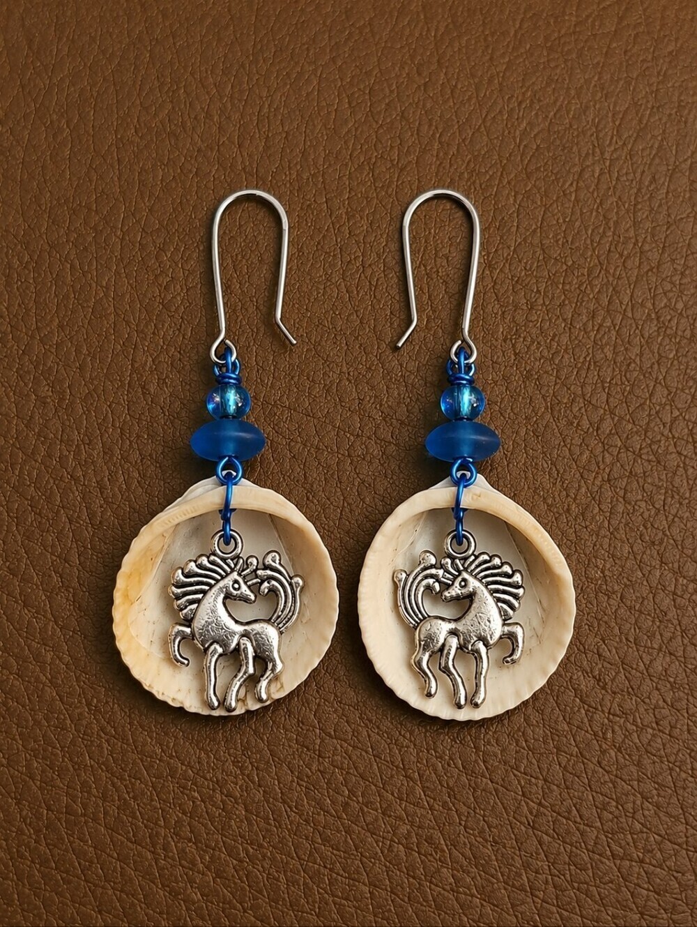 3/$30 HANDMADE Unicorn Seashell Mermaidcore Festival Dangle Hook Earrings